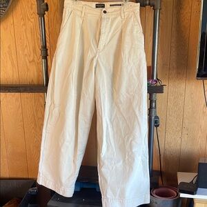 Banana Republic Cream Chinos with Wide-Leg Style and High Waist